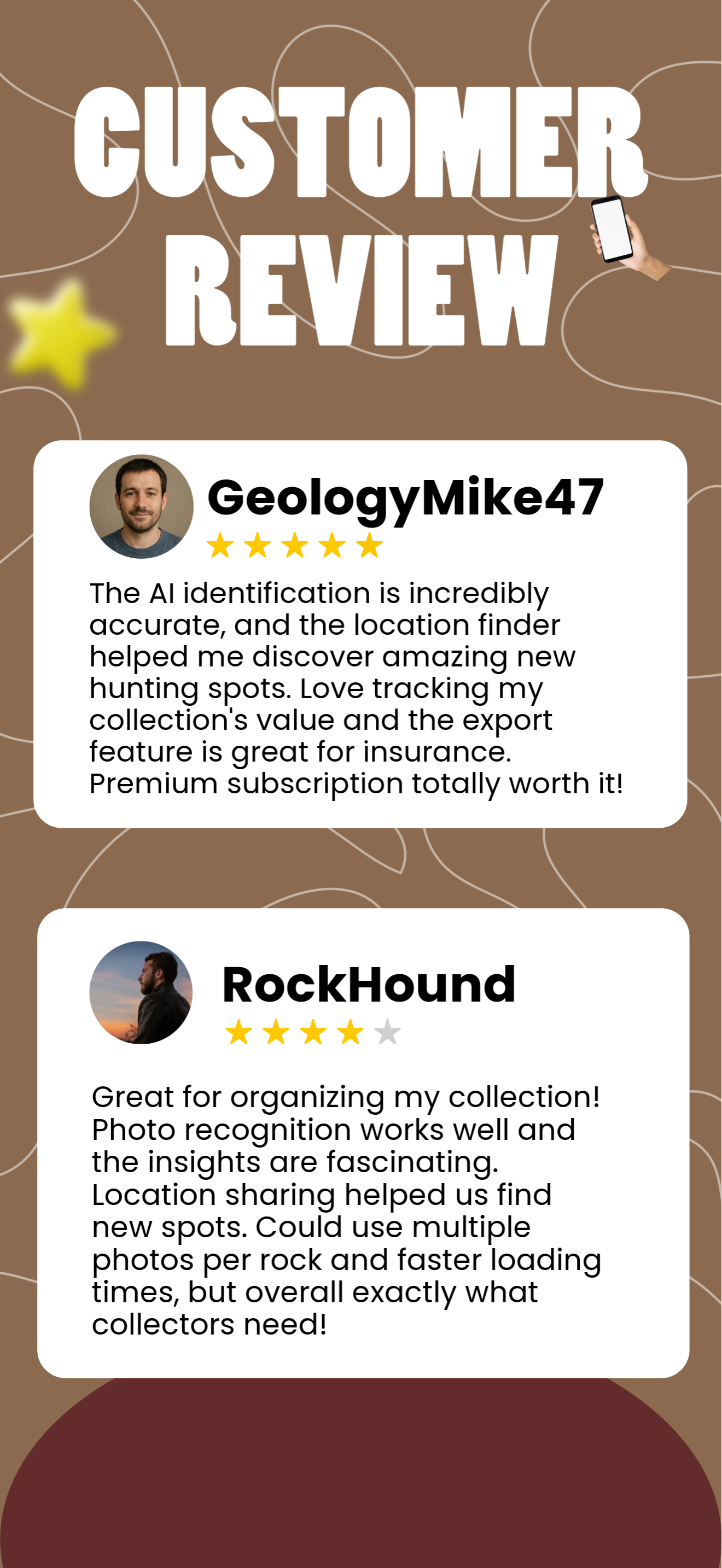 Stone identification results and geological information